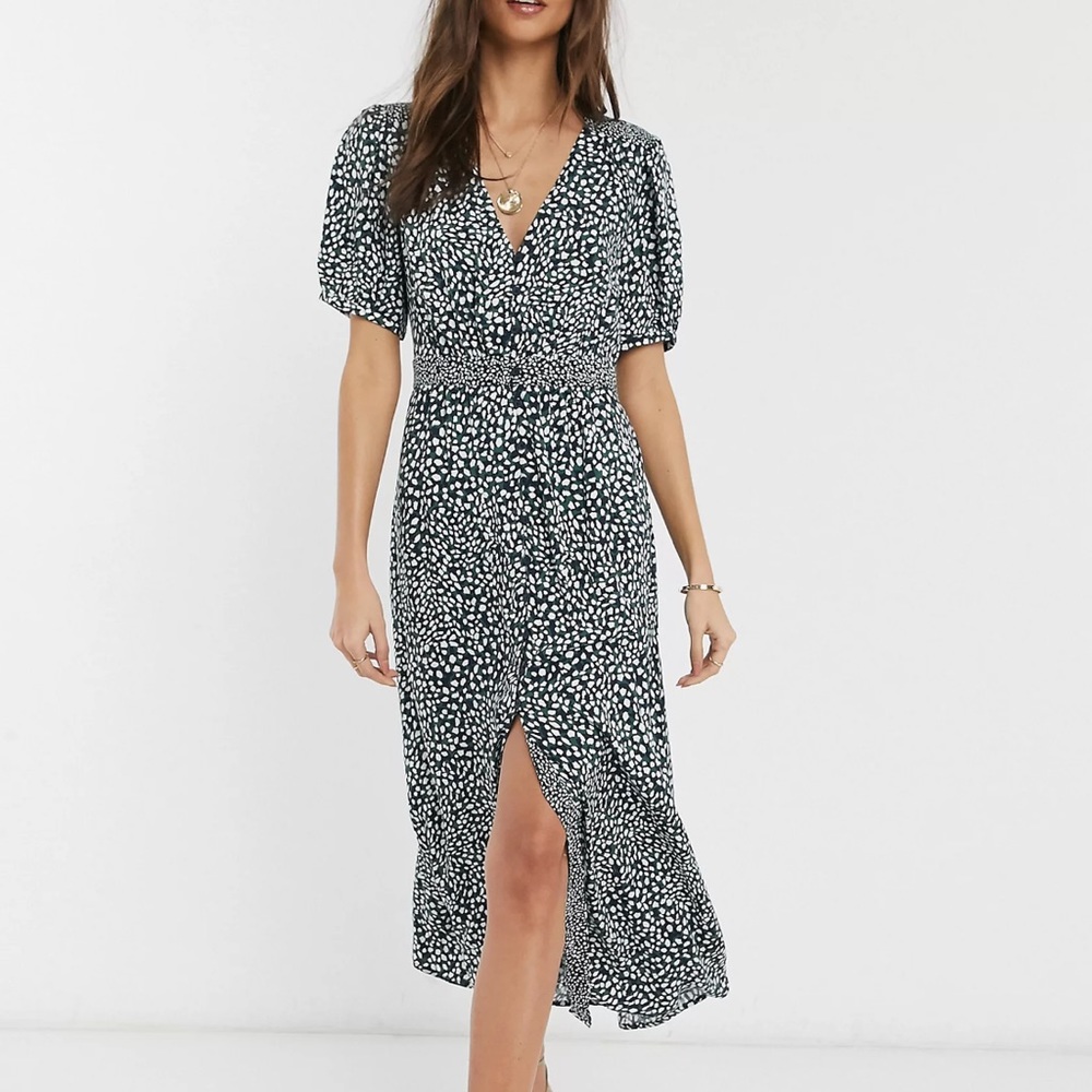 French Connection button front leopard print maxi dress